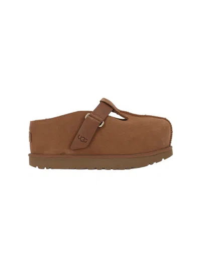 Ugg Caramel Suede Goldenstar Slippers In Brown