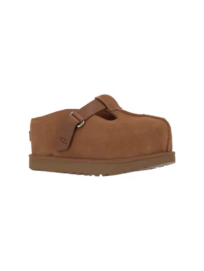 Ugg Caramel Suede Goldenstar Slippers In Brown