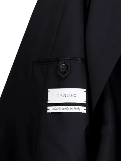Caruso Double-breasted Suit In Black