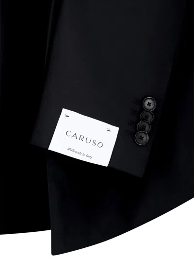 Caruso Double-breasted Suit In Black