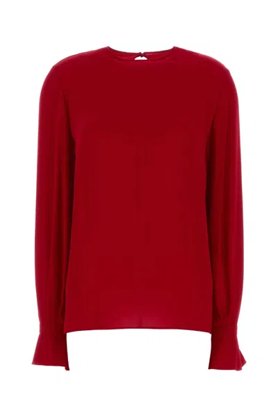 Valentino Crewneck Long-sleeved Top In Red