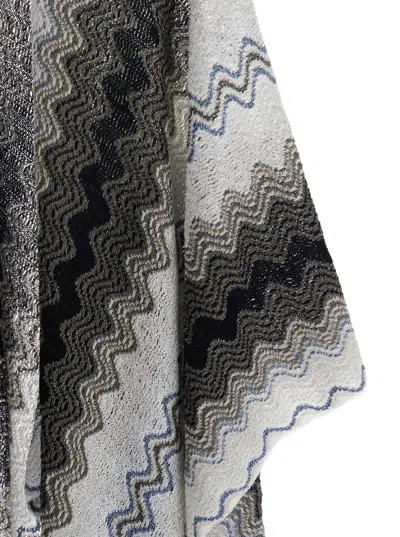 Missoni Chevron Fringed Poncho In Black