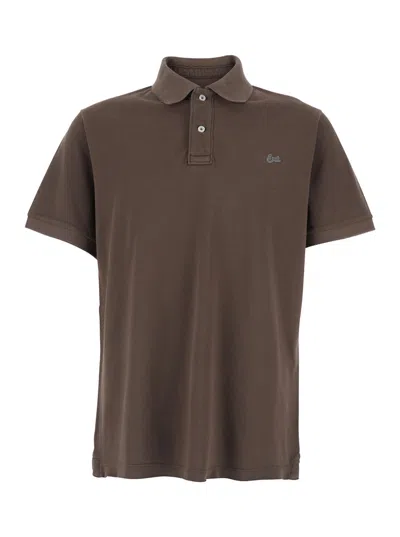 Erl Short-sleeved Polo Shirt In Brown