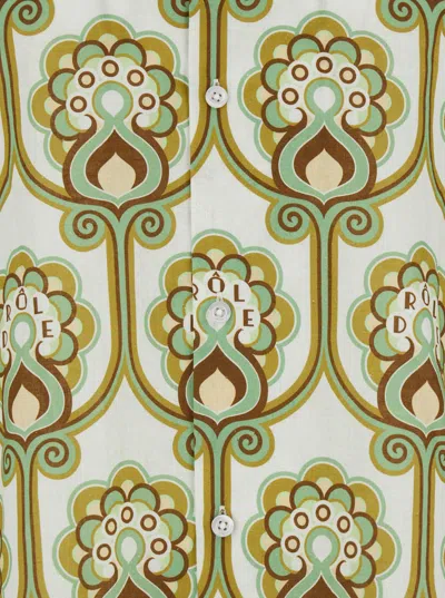 Drôle De Monsieur Chemise Lin Tapisserie Florale In Green