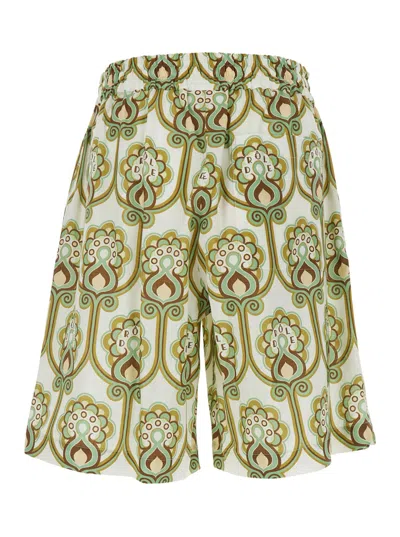 Drôle De Monsieur Short Tapisserie Florale Lin In Green
