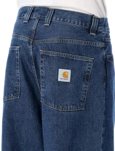 Carhartt Straight Leg Denim Trousers With Belt Loops In Blue