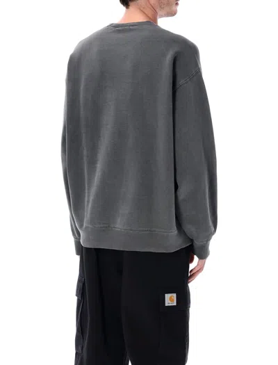 Carhartt Black Logo Crewneck Sweatshirt In Gray