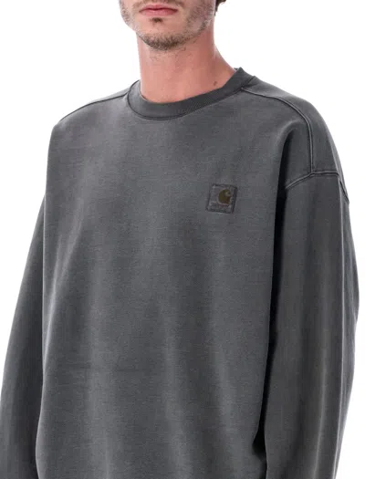 Carhartt Black Logo Crewneck Sweatshirt In Gray