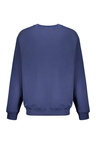 Off-white Blue Dark Comfortable Sweatshirt With Printed Logo In Blue