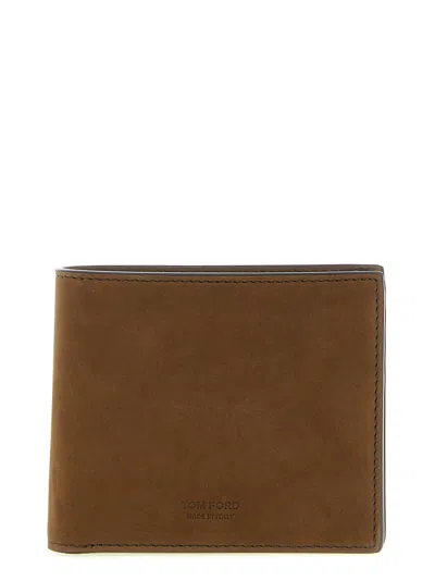 Tom Ford Nubuck Leather Wallet In Brown