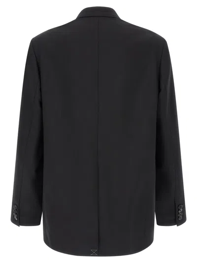 Dries Van Noten Double Breasted Wool Jacket With Notched Lapels In Black