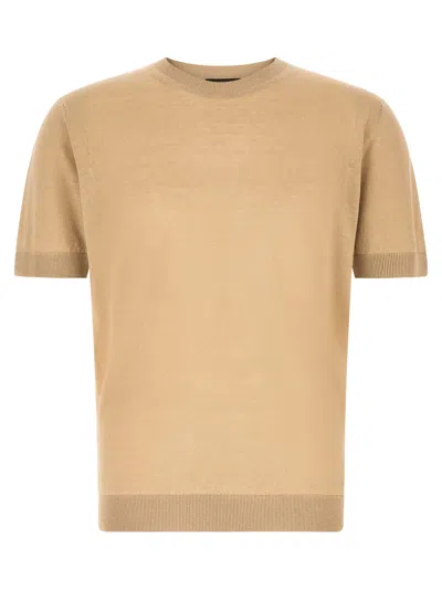 Zanone Crew-neck Short-sleeve T-shirt In Neutral