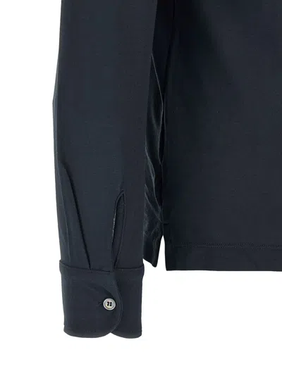 Zanone Buttoned Long-sleeve Polo Shirt In Black