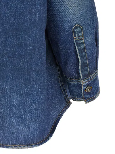 Golden Goose Deluxe Brand Women Oversized Shirt With Denim Print In Blue
