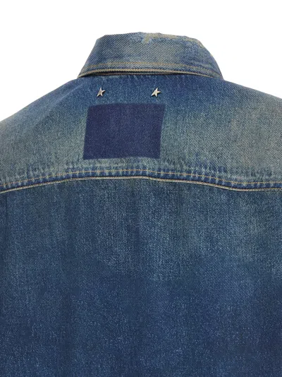 Golden Goose Deluxe Brand Women Oversized Shirt With Denim Print In Blue