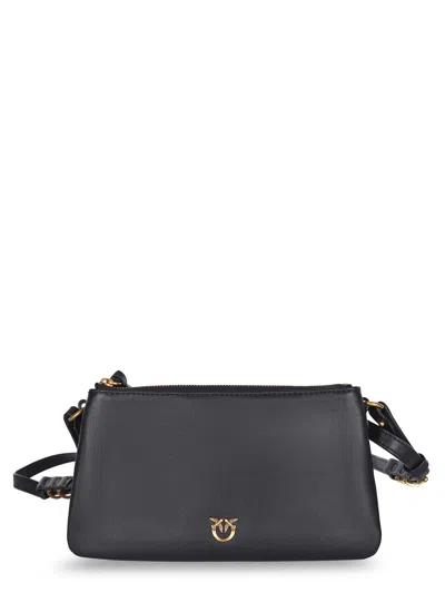 Pinko Baby Love Bag One Slouchy Leather Crossbody Bag In Black