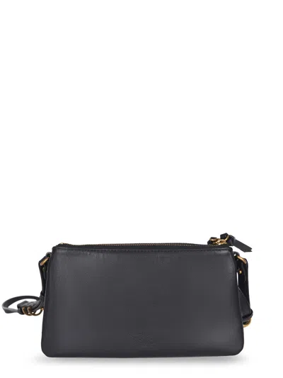 Pinko Baby Love Bag One Slouchy Leather Crossbody Bag In Black