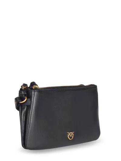 Pinko Baby Love Bag One Slouchy Leather Crossbody Bag In Black