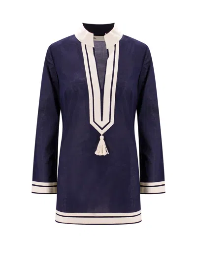 Tory Burch Cotton Tory Tunic In Blue