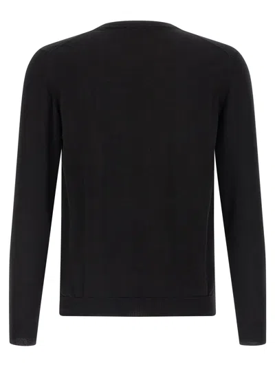Zanone Cotton Knit Sweater Long Sleeves Ribbed Finishes In Black