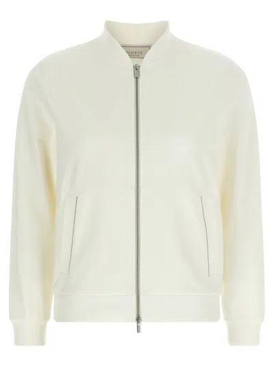 Peserico Punto Luce Sweatshirt Ribbed Cuffs Pockets In Yellow