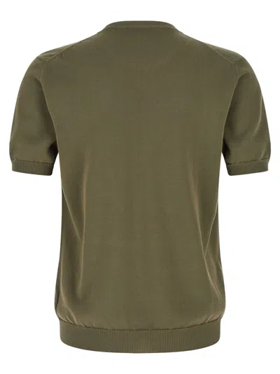 Zanone Crew-neck Cuff Cotton T-shirt In Green