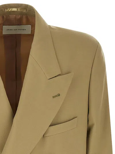 Dries Van Noten Bosier Blazer Double Breasted Notch Lapel In Green