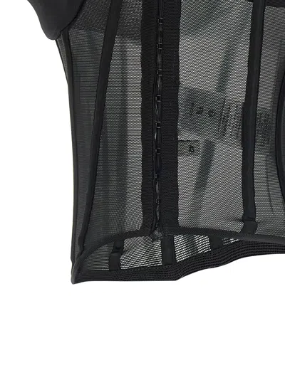 Elisabetta Franchi Tulle And Satin Bustier Top In Black