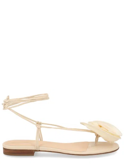 Magda Butrym Sandal With Silk Flower In Neutral
