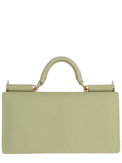 Dolce & Gabbana Shoulder Bag Textured Top Handle Chain In Green