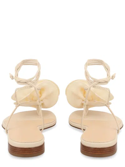 Magda Butrym Sandal With Silk Flower In Neutral