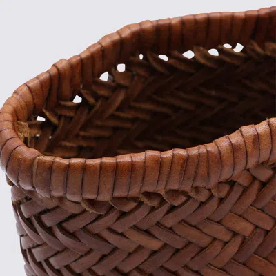 Dragon Diffusion Tan Leather Bamboo Triple Jump Small Tote Bag In Brown