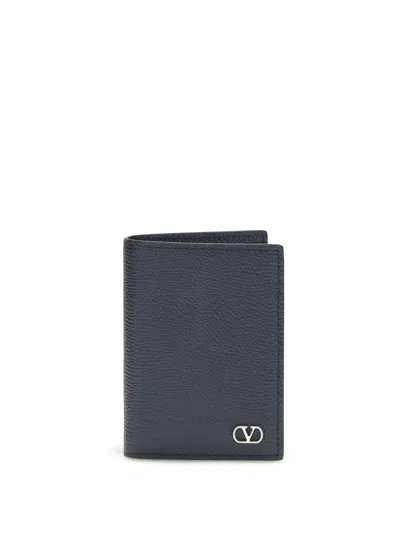 Valentino Vlogo Signature Card Holder In Blue