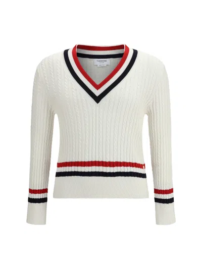 Thom Browne Rwb Intarsia Sweater Sweaters And Cardigans White
