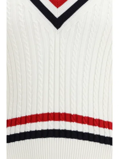 Thom Browne Rwb Intarsia Sweater Sweaters And Cardigans White