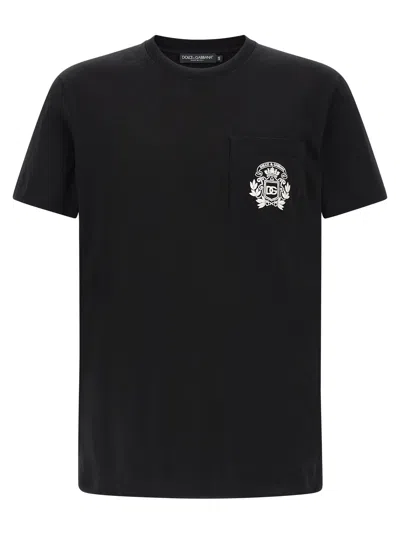Dolce & Gabbana Crewneck T-shirt With Embroidered-logo In Black