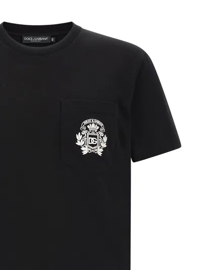 Dolce & Gabbana Crewneck T-shirt With Embroidered-logo In Black