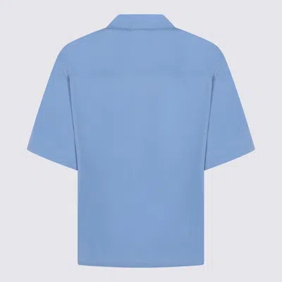 Marni Short-sleeved Shirt With Embroidered-logo In Blue