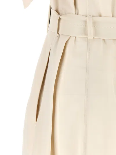 Pinko Button Belted Midi Shirt Dress In Neutral