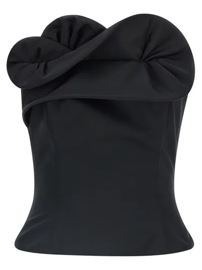 Magda Butrym Wool And Silk Corset Top With Sculptural Neckline In Black