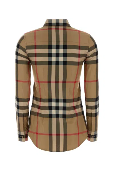 Burberry Women Embroidered Cotton Shirt In Brown
