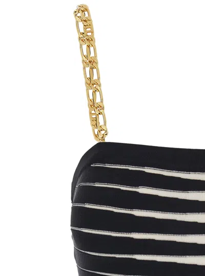 Elisabetta Franchi Striped-pattern Chain-strap Midi Dress In Black