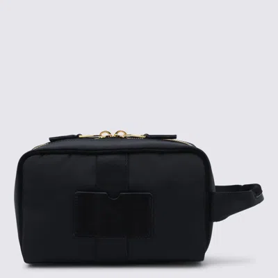 Moschino Black Leather Pouches In Black