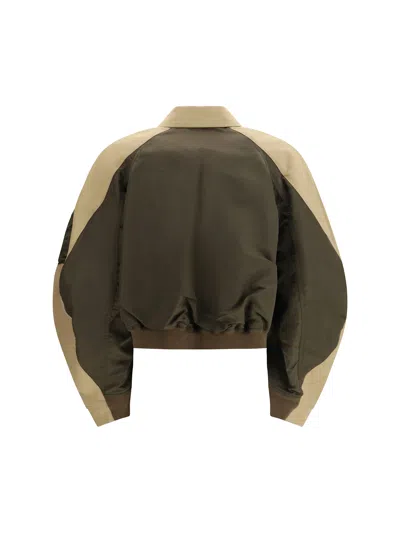 Sacai Oversized Cotton-canvas And Shell Bomber Jacket In Green