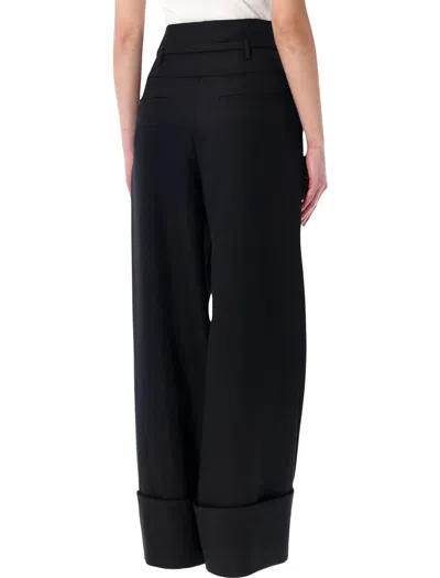 Fendi Black Grain De Poudre Wool Pants In Black