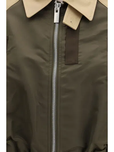 Sacai Oversized Cotton-canvas And Shell Bomber Jacket In Green