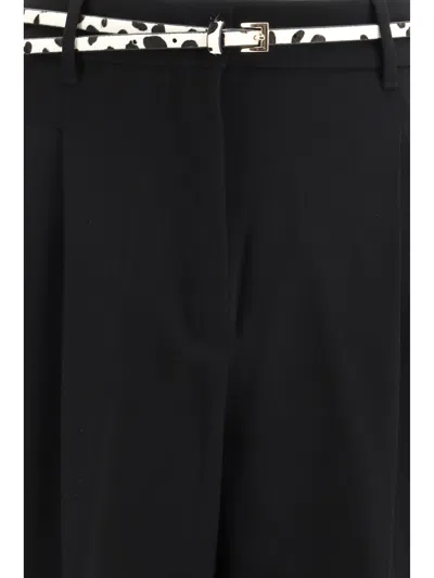 Max Mara Belted Elegant Pants In Black