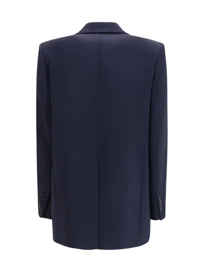 Max Mara Studio Blue Virgin Wool Silk Blazer In Blue