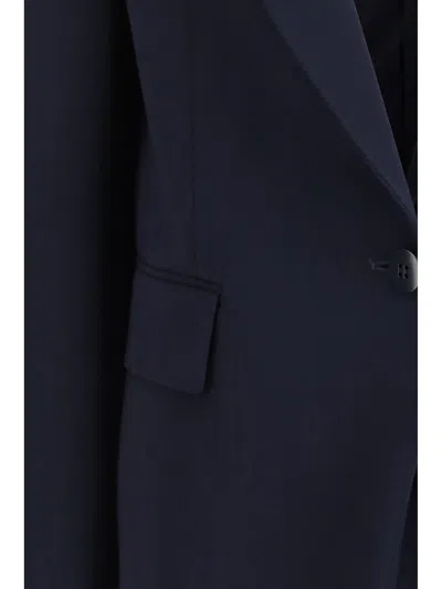 Max Mara Studio Blue Virgin Wool Silk Blazer In Blue