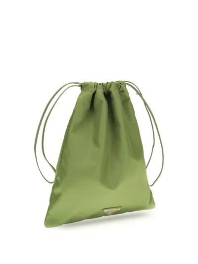 Prada Re-nylon Pouch In Green